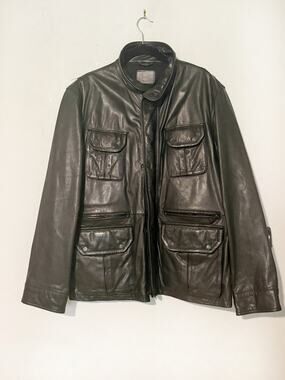 TUMI Black Leather Aviator Jacket